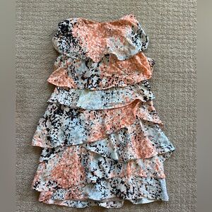 BCBG Tiered Floral Cocktail dress Strapless